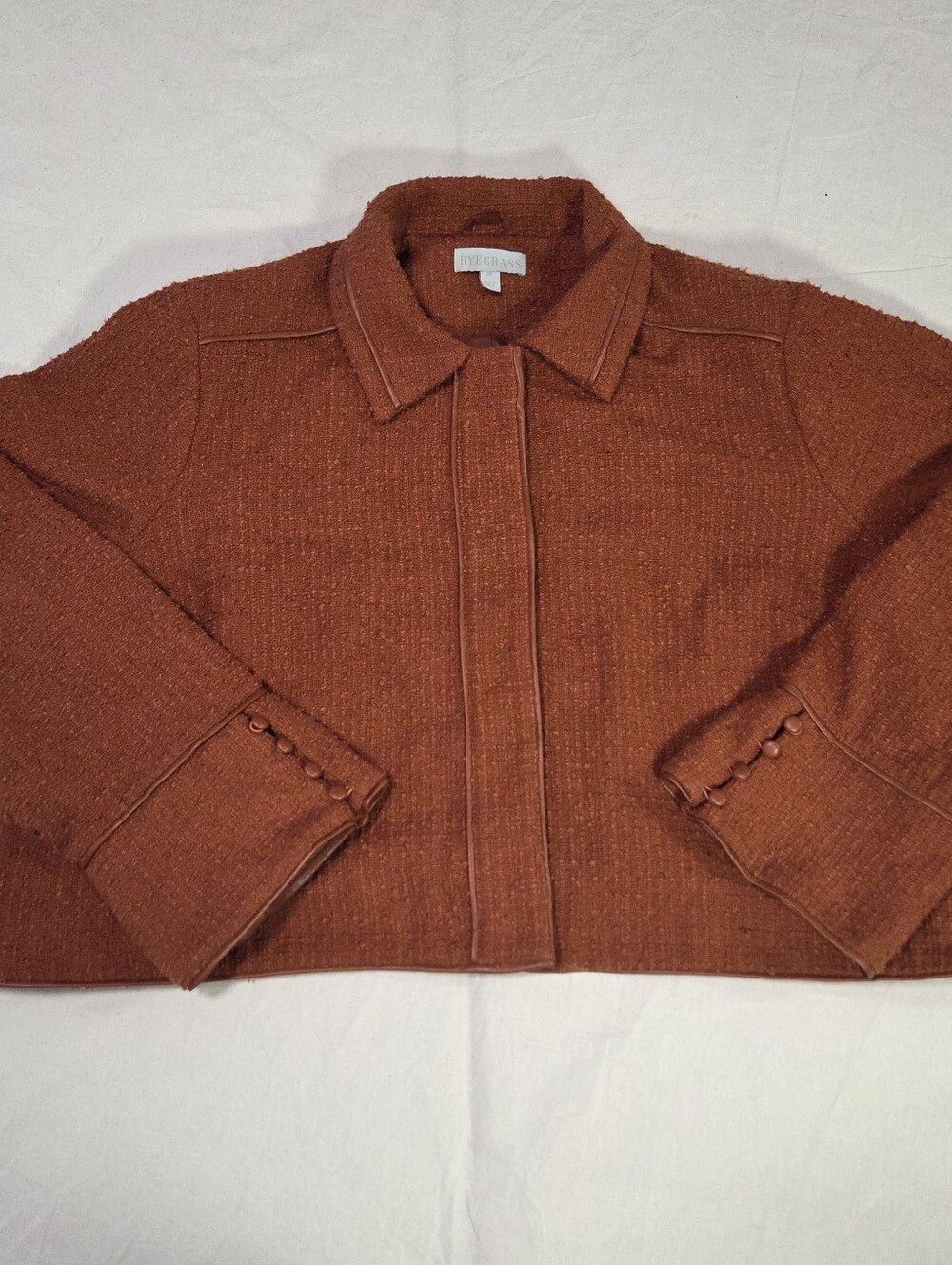 Ryegrass Rust Orange Tweed Cropped Jacket Crop Coat Plus Size 3X